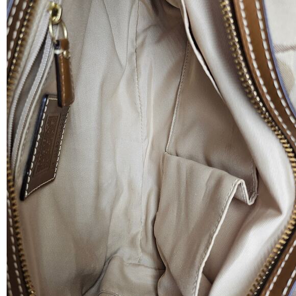 COACH Hampton Optic Signature Jacquard & Leather Handbag w/ Matching fold Wallet - Picture 7 of 16